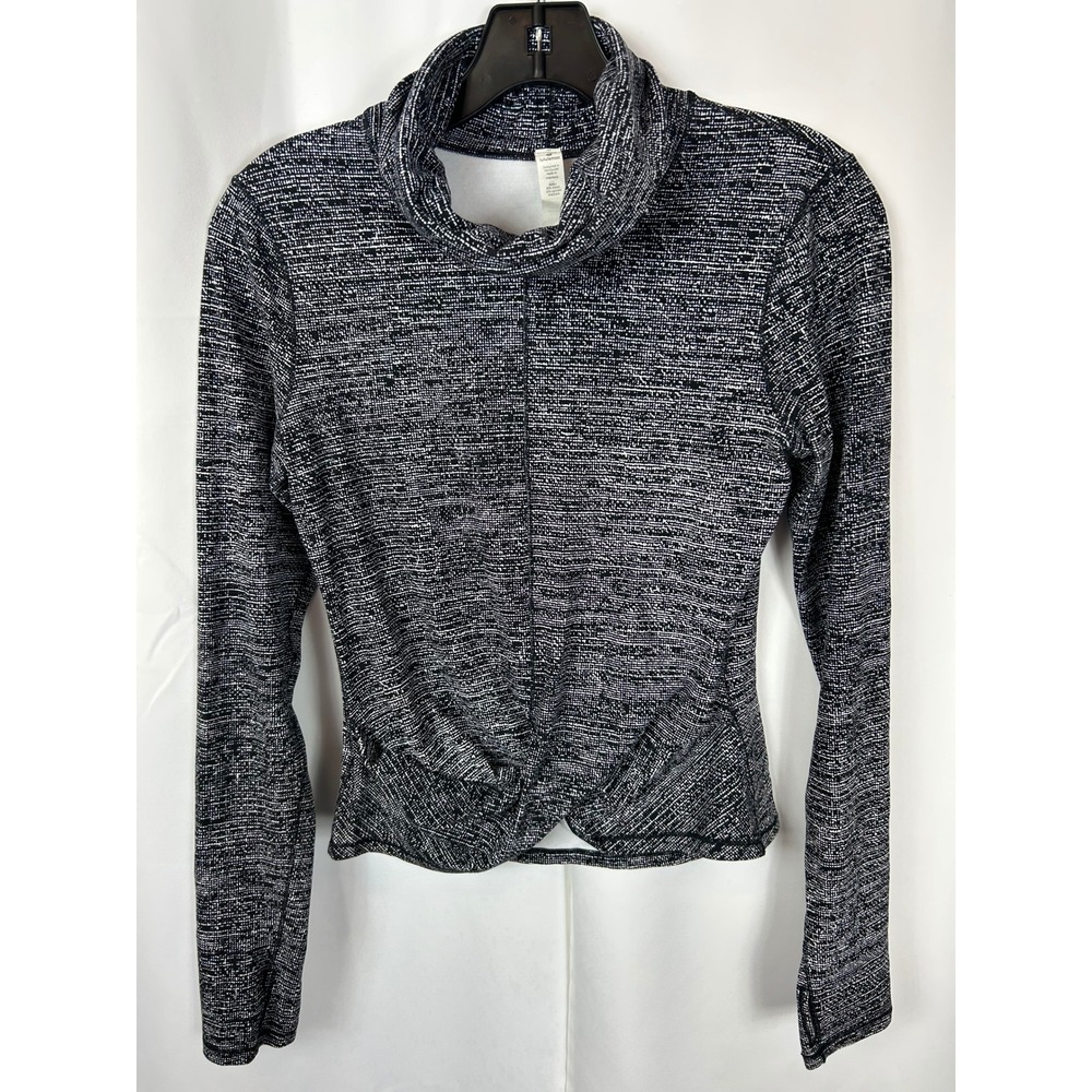 Lululemon It's A Tie Pullover Space Dye Black White Twist Front Cowl Neck 6